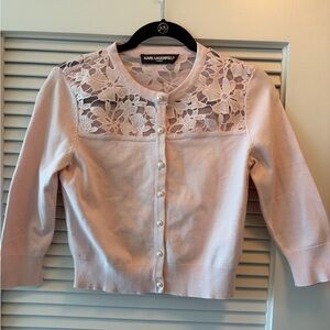 Karl Lagerfeld Blush Lace Cardigan